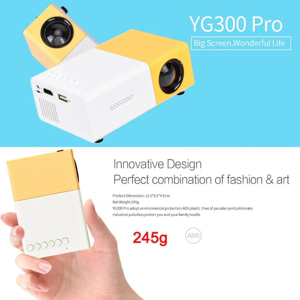 Mini Projector β 1080P Full HD Support, Portable LED Projector, 4K Video Playback, Multiple Connectivity Options
